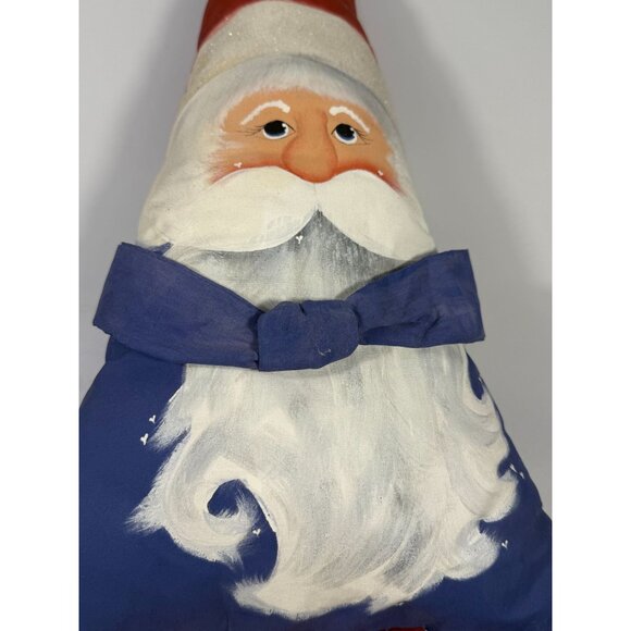Santa Claus Pillow Doll With Red Hat & Blue Outfit | Vintage Hand Painted Christ - Picture 3 of 15